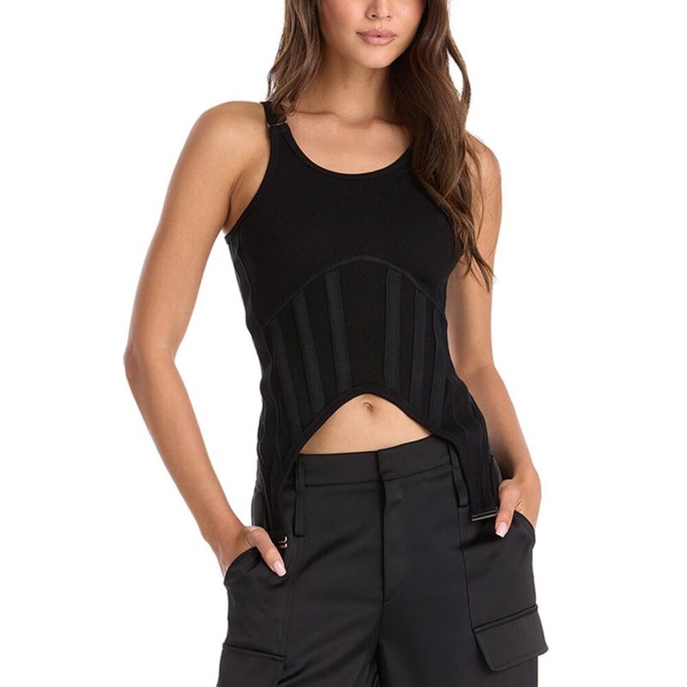 The Noli Shop Womens  Kiara Garter Tank, Black